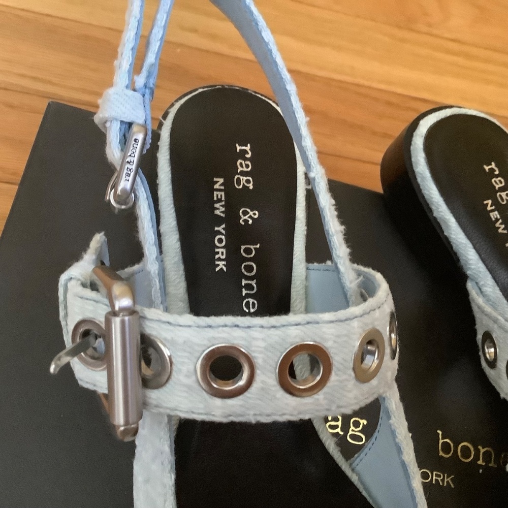 Rag & Bone Astra Slingback Flat Light Blue SZ EU 38/US 8 - Picture 7 of 15